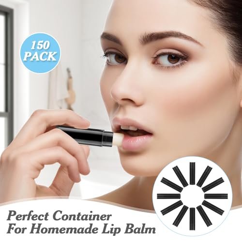 150 Pcs 5.5g Twist-up Lip Balm Tubes - Empty Plastic Chapstick Containers for DIY Lipsticks, Lip Gloss, Homemade Solid Perfume - Black Avelisse