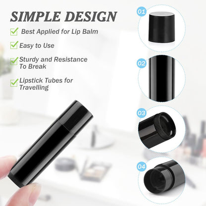 150 Pcs 5.5g Twist-up Lip Balm Tubes - Empty Plastic Chapstick Containers for DIY Lipsticks, Lip Gloss, Homemade Solid Perfume - Black Avelisse