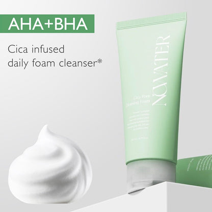 NOWATER Korean Foaming Face Wash with Centella (Cica) – Pore Cleansing Foam for Oily & Acne-Prone Skin, Hyaluronic Acid, Aloe Vera & AHA BHA, Daily Gentle Sebum Control, 4.05 fl.oz