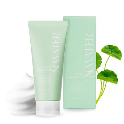 NOWATER Korean Foaming Face Wash with Centella (Cica) – Pore Cleansing Foam for Oily & Acne-Prone Skin, Hyaluronic Acid, Aloe Vera & AHA BHA, Daily Gentle Sebum Control, 4.05 fl.oz