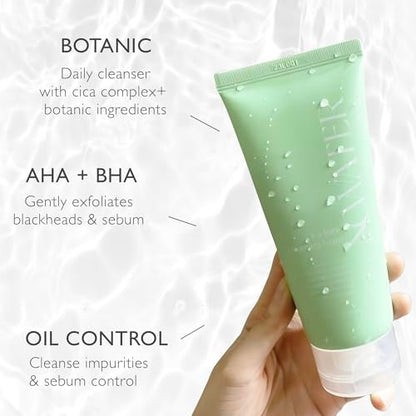 NOWATER Korean Foaming Face Wash with Centella (Cica) – Pore Cleansing Foam for Oily & Acne-Prone Skin, Hyaluronic Acid, Aloe Vera & AHA BHA, Daily Gentle Sebum Control, 4.05 fl.oz
