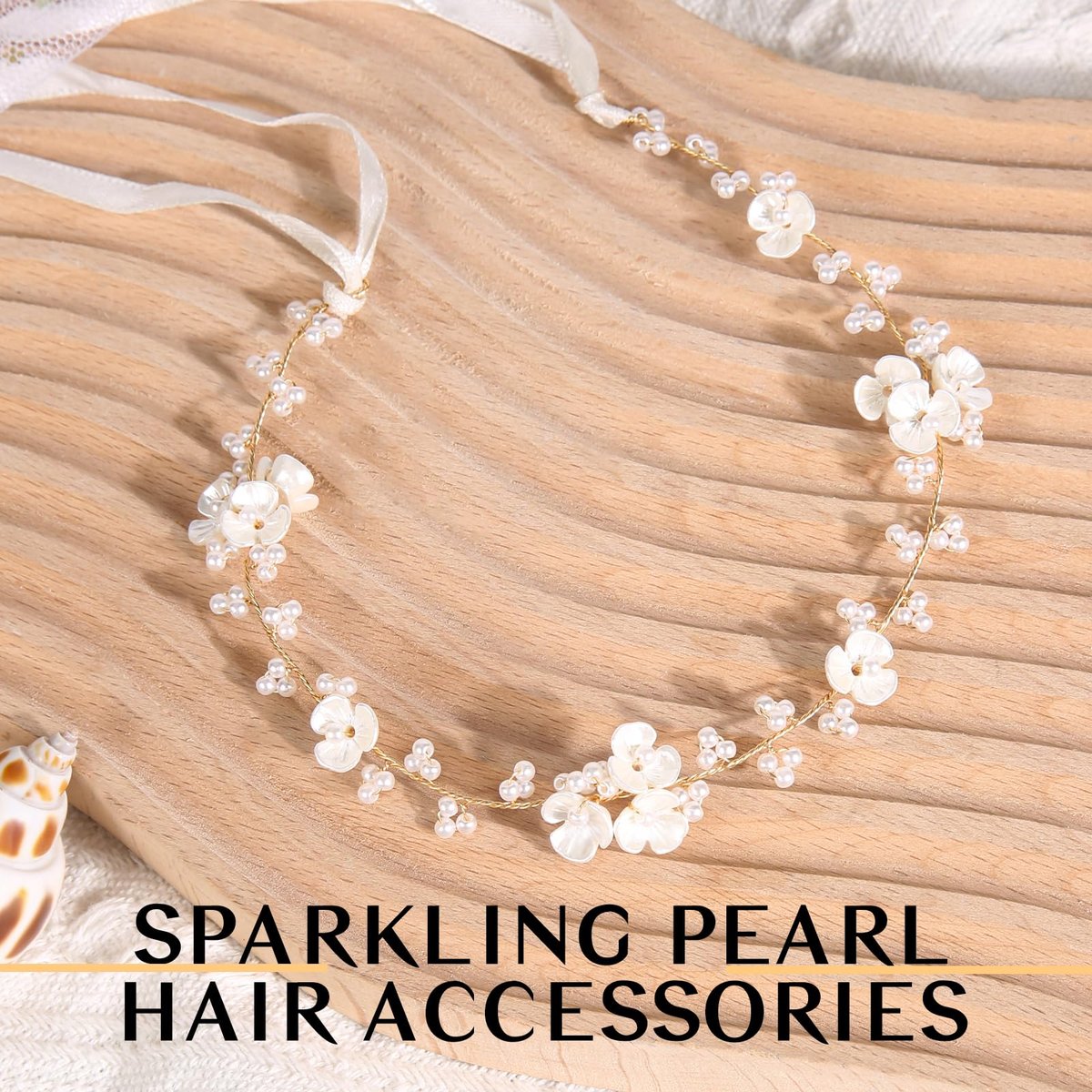 Tanfeine Flower Girl Pearl Headpiece - Elegant White Hair Accessory for Women and Girls, Perfect for Weddings, Birthdays, Parties, and First Communion - görsel 9