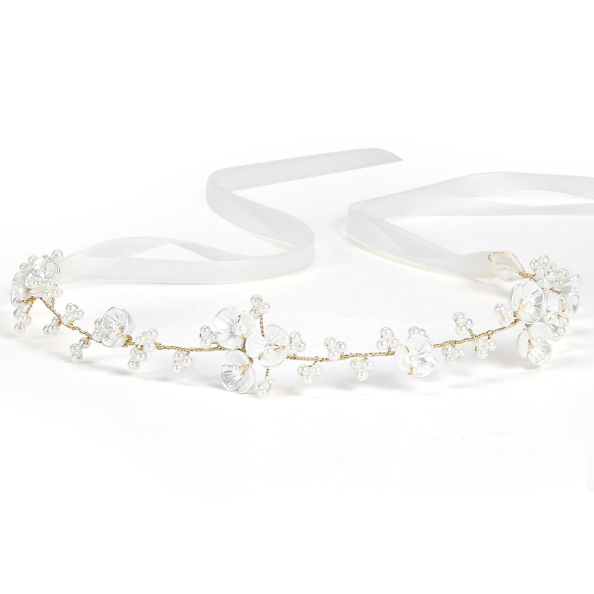 Tanfeine Flower Girl Pearl Headpiece - Elegant White Hair Accessory for Women and Girls, Perfect for Weddings, Birthdays, Parties, and First Communion - görsel 1