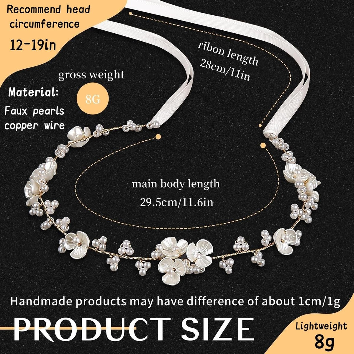 Tanfeine Flower Girl Pearl Headpiece - Elegant White Hair Accessory for Women and Girls, Perfect for Weddings, Birthdays, Parties, and First Communion - görsel 3