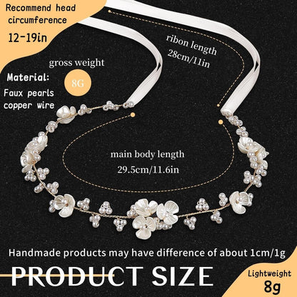 Tanfeine Flower Girl Pearl Headpiece - Elegant White Hair Accessory for Women and Girls, Perfect for Weddings, Birthdays, Parties, and First Communion