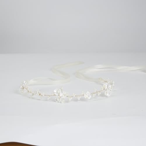 Tanfeine Flower Girl Pearl Headpiece - Elegant White Hair Accessory for Women and Girls, Perfect for Weddings, Birthdays, Parties, and First Communion - görsel 18