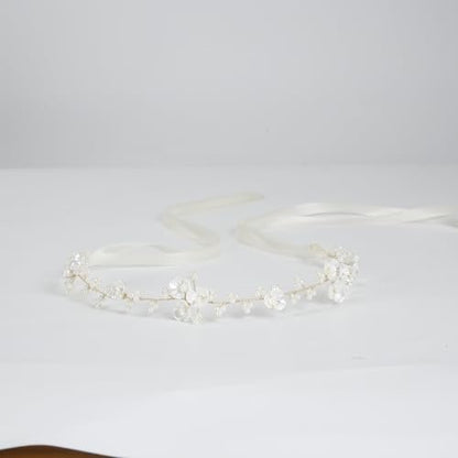 Tanfeine Flower Girl Pearl Headpiece - Elegant White Hair Accessory for Women and Girls, Perfect for Weddings, Birthdays, Parties, and First Communion