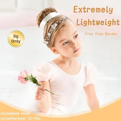 Tanfeine Flower Girl Pearl Headpiece - Elegant White Hair Accessory for Women and Girls, Perfect for Weddings, Birthdays, Parties, and First Communion - görsel 6