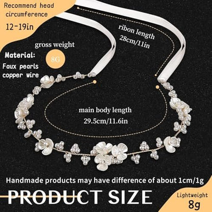 Tanfeine Flower Girl Pearl Headpiece - Elegant White Hair Accessory for Women and Girls, Perfect for Weddings, Birthdays, Parties, and First Communion