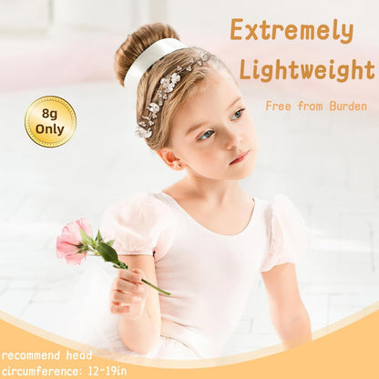 Tanfeine Flower Girl Pearl Headpiece - Elegant White Hair Accessory for Women and Girls, Perfect for Weddings, Birthdays, Parties, and First Communion