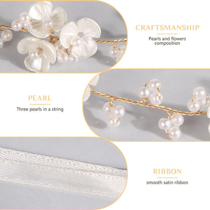 Tanfeine Flower Girl Pearl Headpiece - Elegant White Hair Accessory for Women and Girls, Perfect for Weddings, Birthdays, Parties, and First Communion