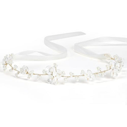 Tanfeine Flower Girl Pearl Headpiece - Elegant White Hair Accessory for Women and Girls, Perfect for Weddings, Birthdays, Parties, and First Communion