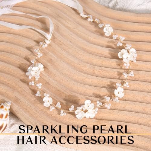 Tanfeine Flower Girl Pearl Headpiece - Elegant White Hair Accessory for Women and Girls, Perfect for Weddings, Birthdays, Parties, and First Communion - görsel 10