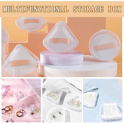 8 PCS Triangle Powder Puffs Holder Cases - Clear Makeup Sponge Protective Container, Portable Beauty Blender Holder, Reusable Dust-Proof Pocket Cosmetic Puff Box for Travel (Transparent)