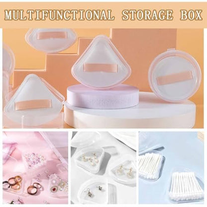 8 PCS Triangle Powder Puffs Holder Cases - Clear Makeup Sponge Protective Container, Portable Beauty Blender Holder, Reusable Dust-Proof Pocket Cosmetic Puff Box for Travel (Transparent)