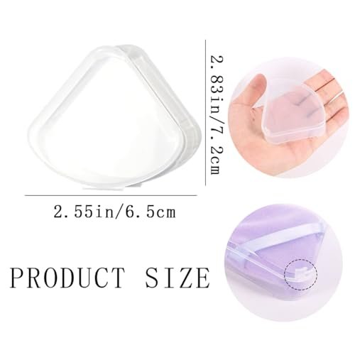 8 PCS Triangle Powder Puffs Holder Cases - Clear Makeup Sponge Protective Container, Portable Beauty Blender Holder, Reusable Dust-Proof Pocket Cosmetic Puff Box for Travel (Transparent) - görsel 4