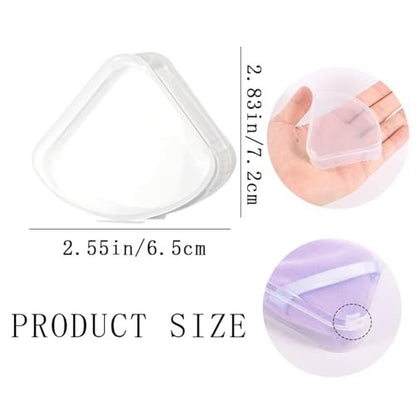 8 PCS Triangle Powder Puffs Holder Cases - Clear Makeup Sponge Protective Container, Portable Beauty Blender Holder, Reusable Dust-Proof Pocket Cosmetic Puff Box for Travel (Transparent)