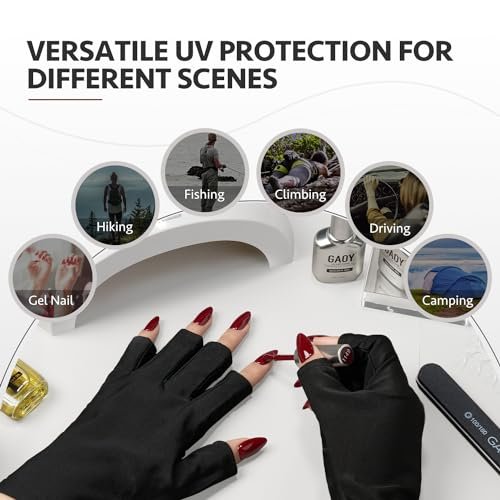 GAOY Anti UV Gloves for Gel Nail Lamp – UPF50+ Fingerless Protection for Salon & Home DIY Avelisse