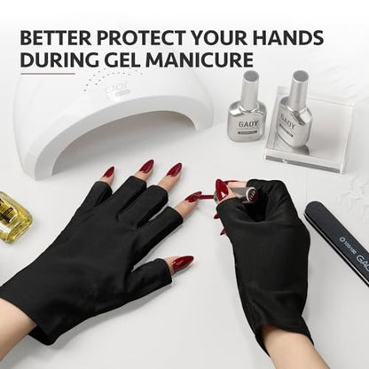 GAOY Anti UV Gloves for Gel Nail Lamp – UPF50+ Fingerless Protection for Salon & Home DIY Avelisse