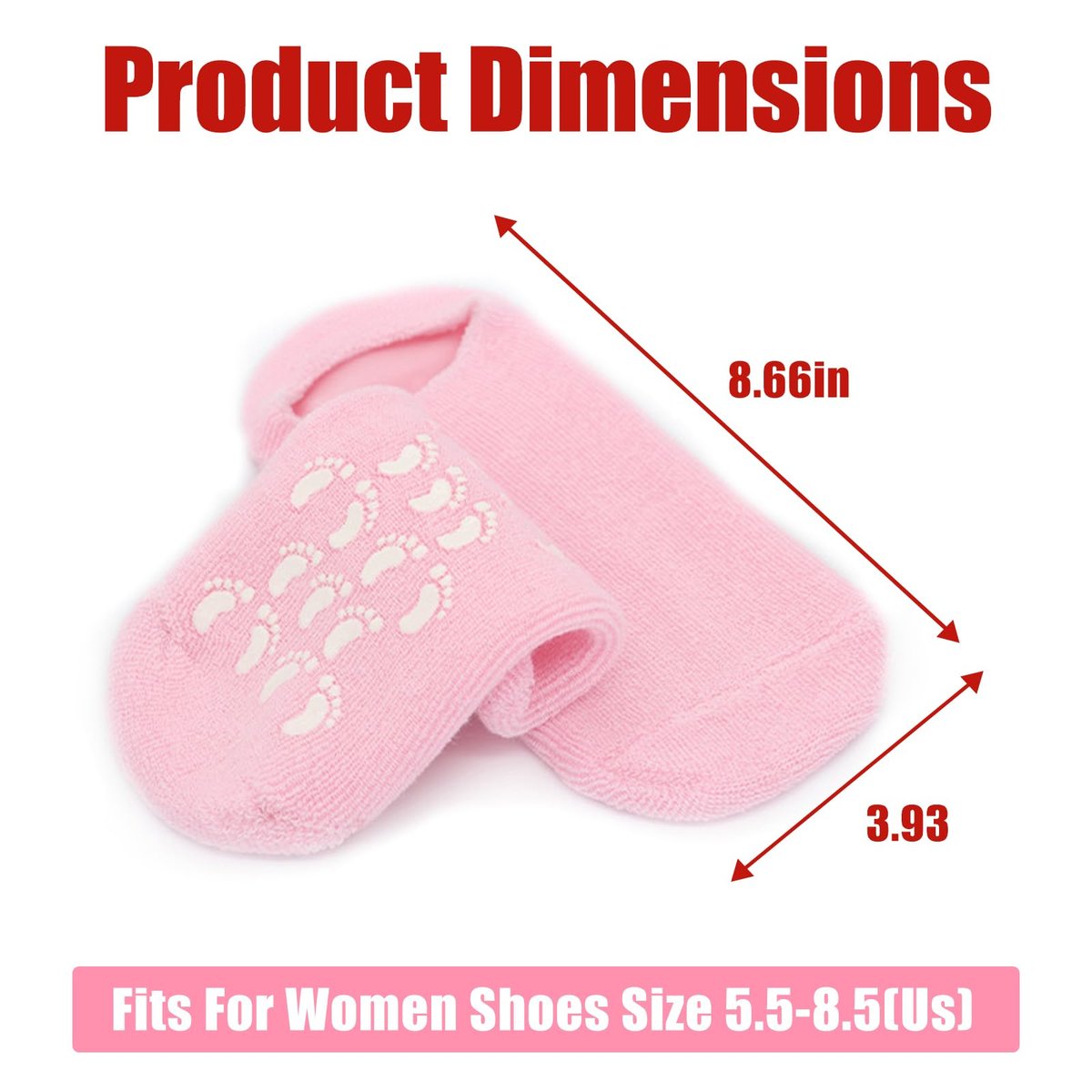 2Pairs Moisturizing Socks - Silicone Gel Socks for Dry Cracked Feet Women - Lotion Socks for Repairing, Softening and Hydrating Feet Avelisse