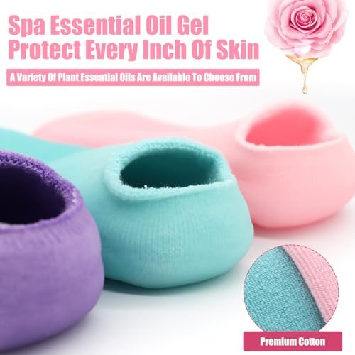 2Pairs Moisturizing Socks - Silicone Gel Socks for Dry Cracked Feet Women - Lotion Socks for Repairing, Softening and Hydrating Feet Avelisse