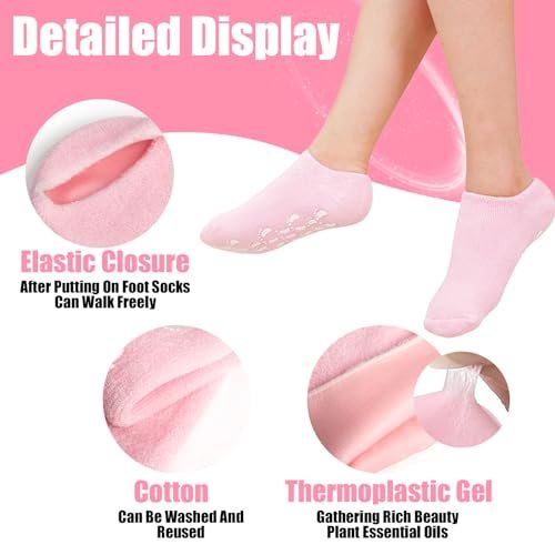 2Pairs Moisturizing Socks - Silicone Gel Socks for Dry Cracked Feet Women - Lotion Socks for Repairing, Softening and Hydrating Feet Avelisse