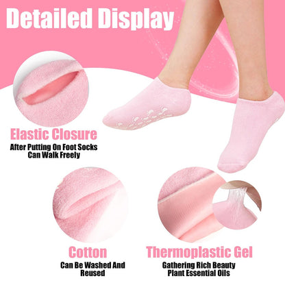 2Pairs Moisturizing Socks - Silicone Gel Socks for Dry Cracked Feet Women - Lotion Socks for Repairing, Softening and Hydrating Feet Avelisse
