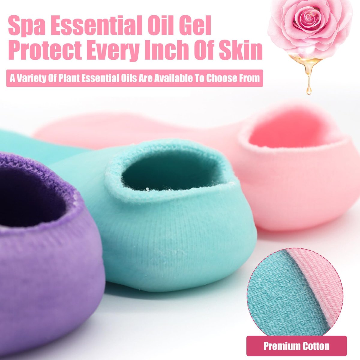 2Pairs Moisturizing Socks - Silicone Gel Socks for Dry Cracked Feet Women - Lotion Socks for Repairing, Softening and Hydrating Feet Avelisse