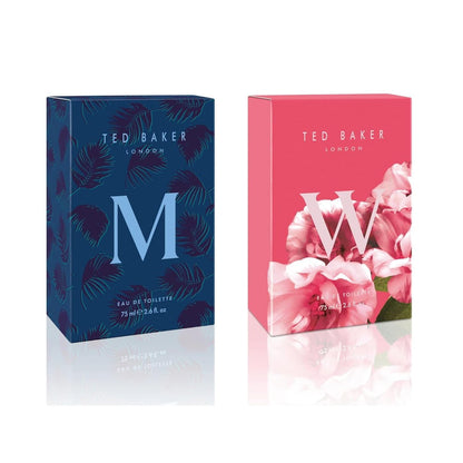 Ted Baker M & W Duo Fragrance Set – Men’s & Women’s Eau de Toilette, 75ml Each, Fresh Citrus, Spicy & Fruity Floral, Long-Lasting Designer Perfume Set for Couples