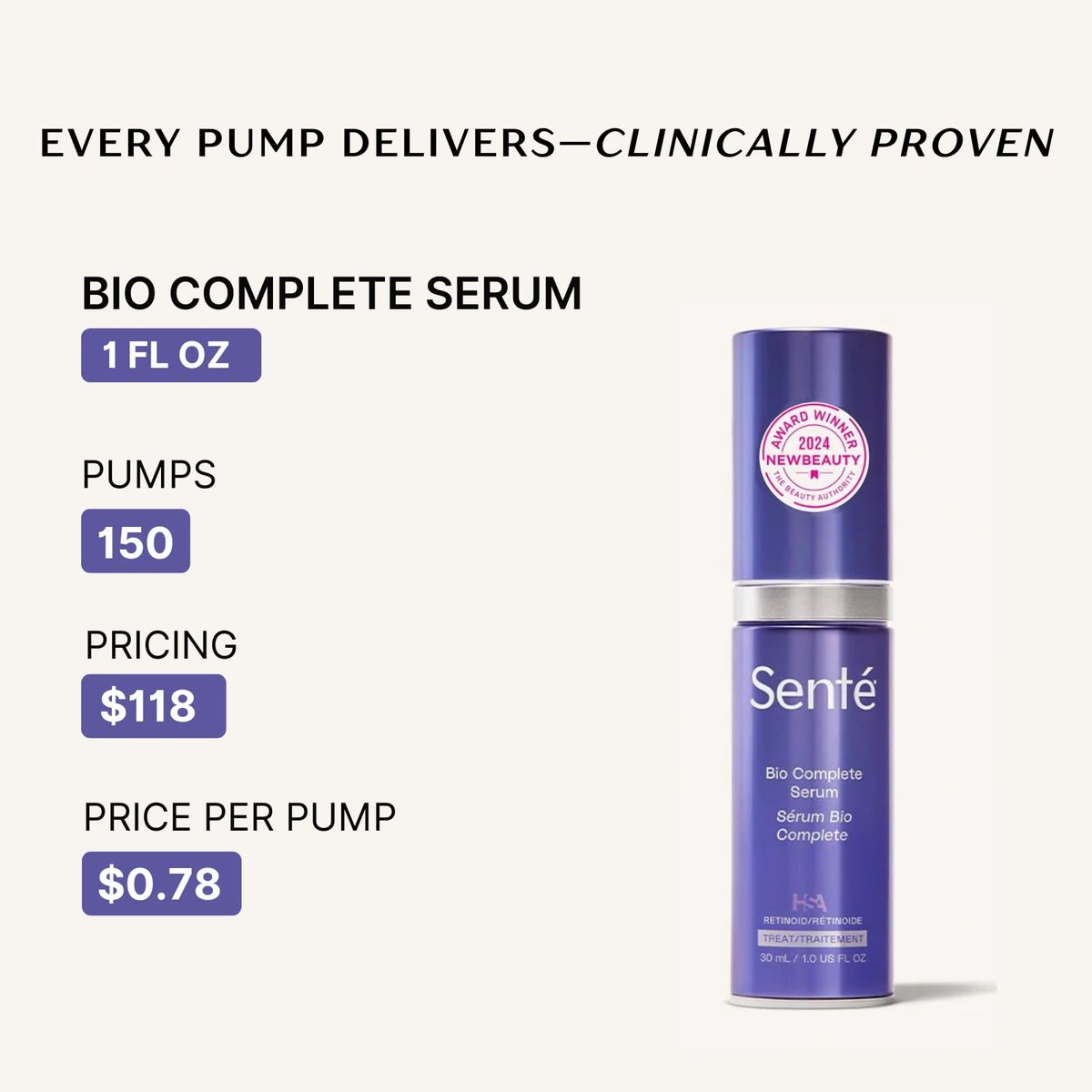 Senté Bio Complete Serum – Gentle Retinoid Serum for Sensitive Skin, Nourishing & Hydrating, Combats Dullness & Signs of Aging, 1 Fl Oz Avelisse