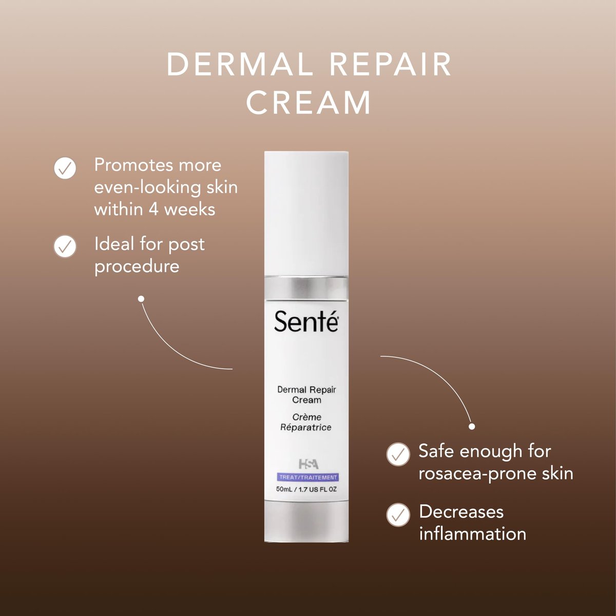 Senté Dermal Repair Facial Cream – Nourishing Moisturizer for Rosacea, Sensitive Skin & Post-Procedure, with Patented HSA, Vitamin E & Green Tea Extract, 1.7 Fl Oz Avelisse