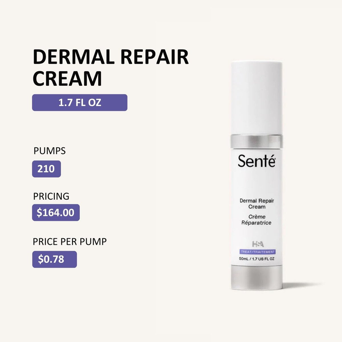 Senté Dermal Repair Facial Cream – Nourishing Moisturizer for Rosacea, Sensitive Skin & Post-Procedure, with Patented HSA, Vitamin E & Green Tea Extract, 1.7 Fl Oz Avelisse
