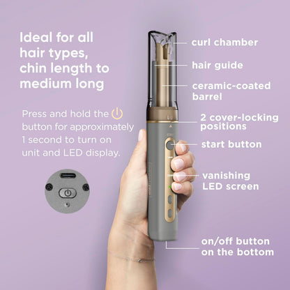INFINITIPRO by CONAIR Curl Secret MINI Automatic Curling Iron – 1/2-Inch Barrel, Cordless Hair Curler for Short to Medium Hair Avelisse