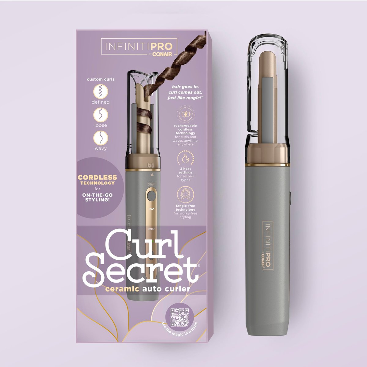 INFINITIPRO by CONAIR Curl Secret MINI Automatic Curling Iron – 1/2-Inch Barrel, Cordless Hair Curler for Short to Medium Hair Avelisse