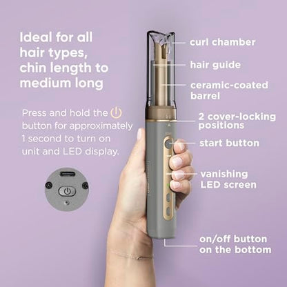 INFINITIPRO by CONAIR Curl Secret MINI Automatic Curling Iron – 1/2-Inch Barrel, Cordless Hair Curler for Short to Medium Hair Avelisse
