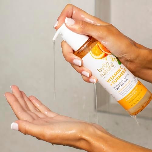 By Nature Vitamin C + Turmeric Gel Cleanser with Hyaluronic Acid – Hydrating Face Wash & Makeup Remover for Oily and Acne-Prone Skin, Natural Daily Facial Wash (7 oz) Avelisse