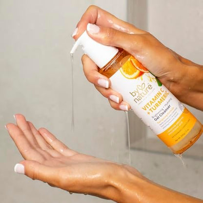 By Nature Vitamin C + Turmeric Gel Cleanser with Hyaluronic Acid – Hydrating Face Wash & Makeup Remover for Oily and Acne-Prone Skin, Natural Daily Facial Wash (7 oz) Avelisse