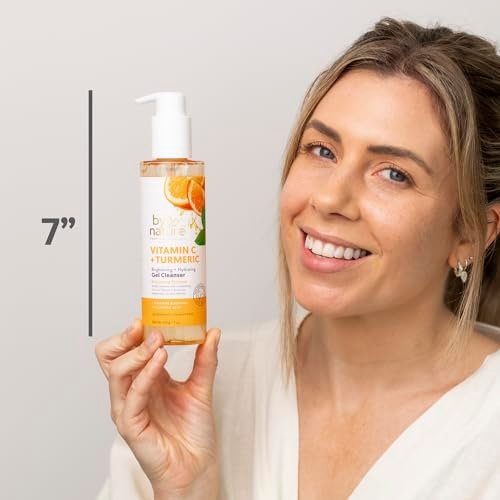 By Nature Vitamin C + Turmeric Gel Cleanser with Hyaluronic Acid – Hydrating Face Wash & Makeup Remover for Oily and Acne-Prone Skin, Natural Daily Facial Wash (7 oz) Avelisse