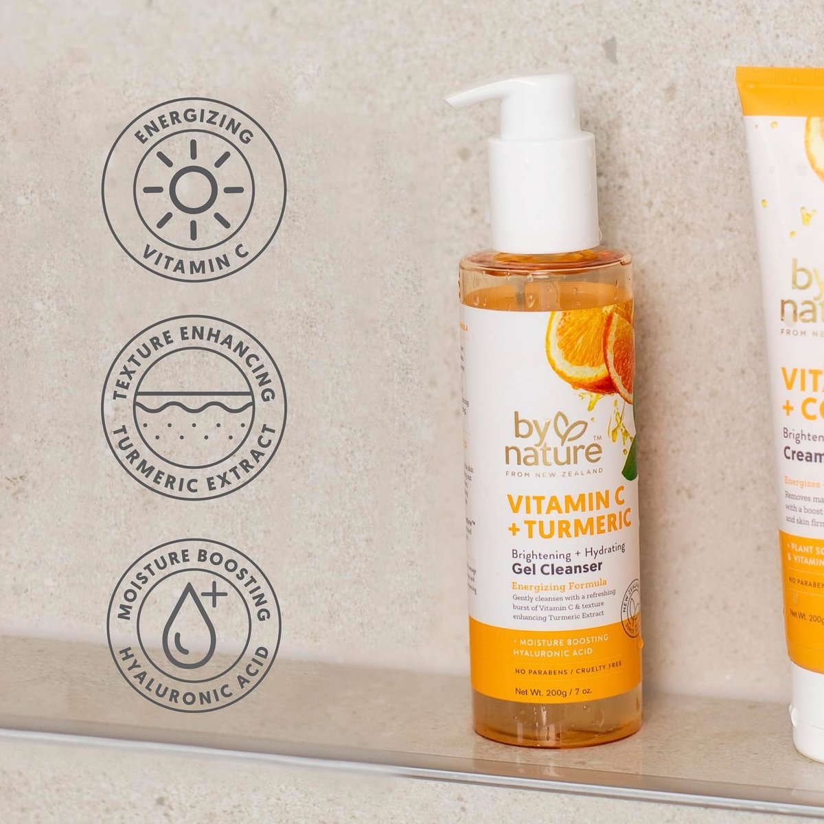 By Nature Vitamin C + Turmeric Gel Cleanser with Hyaluronic Acid – Hydrating Face Wash & Makeup Remover for Oily and Acne-Prone Skin, Natural Daily Facial Wash (7 oz) Avelisse