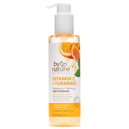 By Nature Vitamin C + Turmeric Gel Cleanser with Hyaluronic Acid – Hydrating Face Wash & Makeup Remover for Oily and Acne-Prone Skin, Natural Daily Facial Wash (7 oz) Avelisse