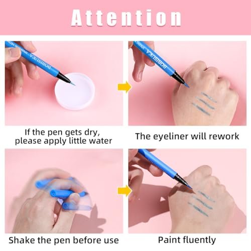 BOBISUKA 7 Colors Neon Eye Liner: UV Glitter Liquid Eyeliner Pencil Set - Waterproof, Smudge-proof Rainbow Eyeshadow for Halloween, Party & Birthday - görsel 10