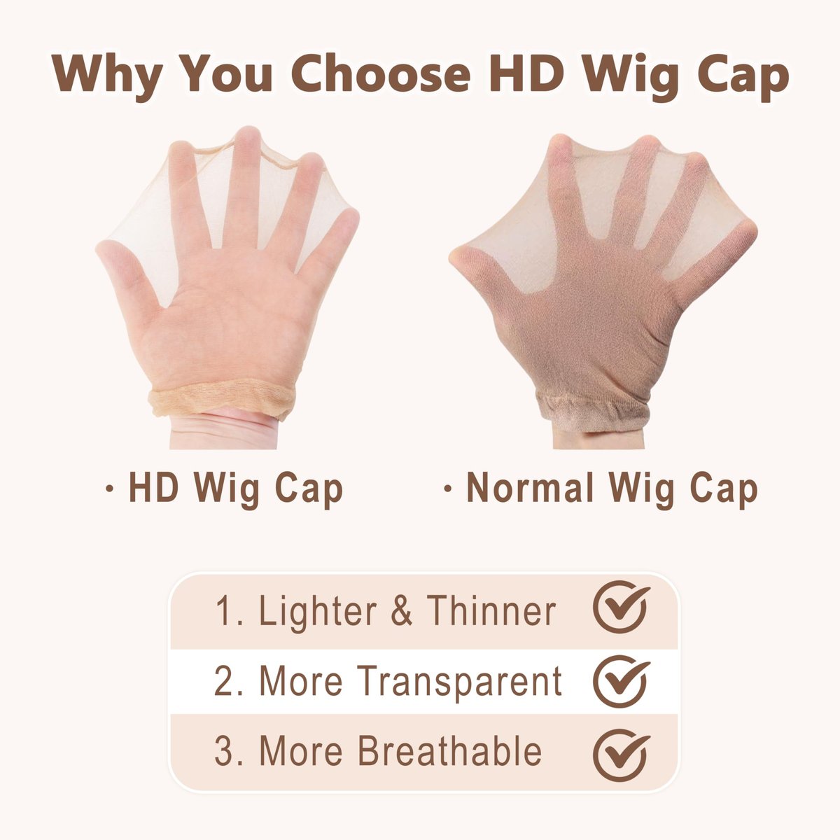 TaShow 30 Pack Ultra Thin Transparent Wig Caps for Women – Breathable Nylon Stocking Cap for Long Thick Hair with Elastic Band - görsel 4