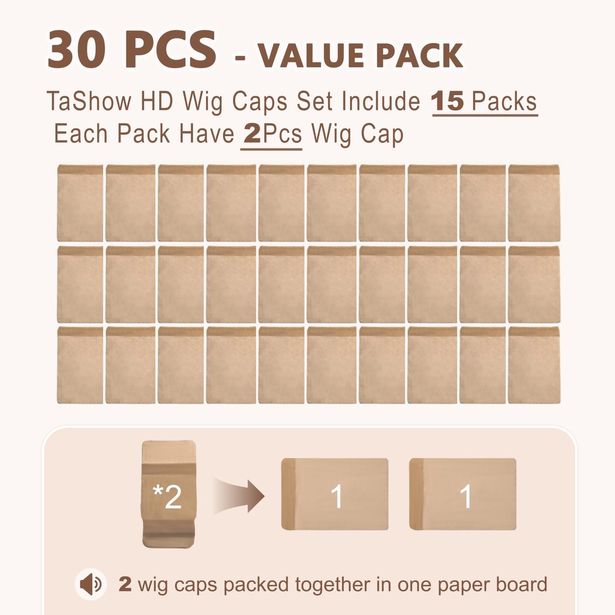 TaShow 30 Pack Ultra Thin Transparent Wig Caps for Women – Breathable Nylon Stocking Cap for Long Thick Hair with Elastic Band - görsel 12