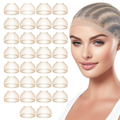 TaShow 30 Pack Ultra Thin Transparent Wig Caps for Women – Breathable Nylon Stocking Cap for Long Thick Hair with Elastic Band