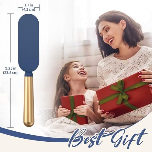 SHINLEA Slim Hair Brush for Fine, Thin & Thick Hair - Soft Double Nylon Bristles for Deep Detangling & Scalp Massage - Luxury Gold Metal Handle - Navy Blue & Gold Avelisse