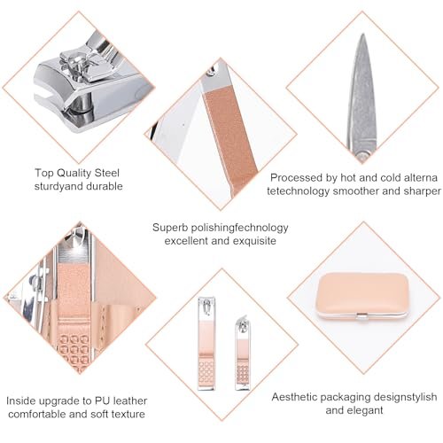 Rose Gold Manicure Set – 9-Piece Professional Nail Clipper Kit for Grooming, Pedicure & Personal Care - görsel 8