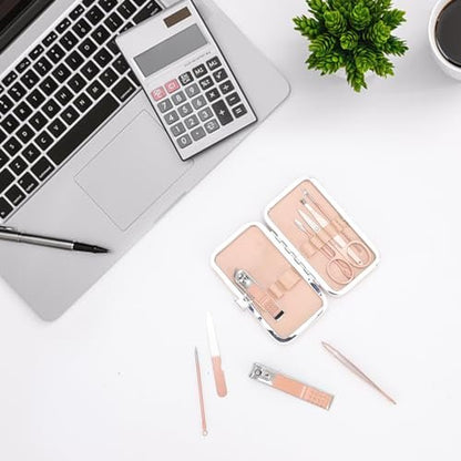 Rose Gold Manicure Set – 9-Piece Professional Nail Clipper Kit for Grooming, Pedicure & Personal Care