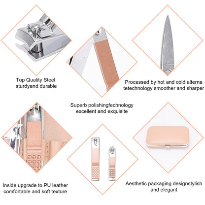 Rose Gold Manicure Set – 9-Piece Professional Nail Clipper Kit for Grooming, Pedicure & Personal Care