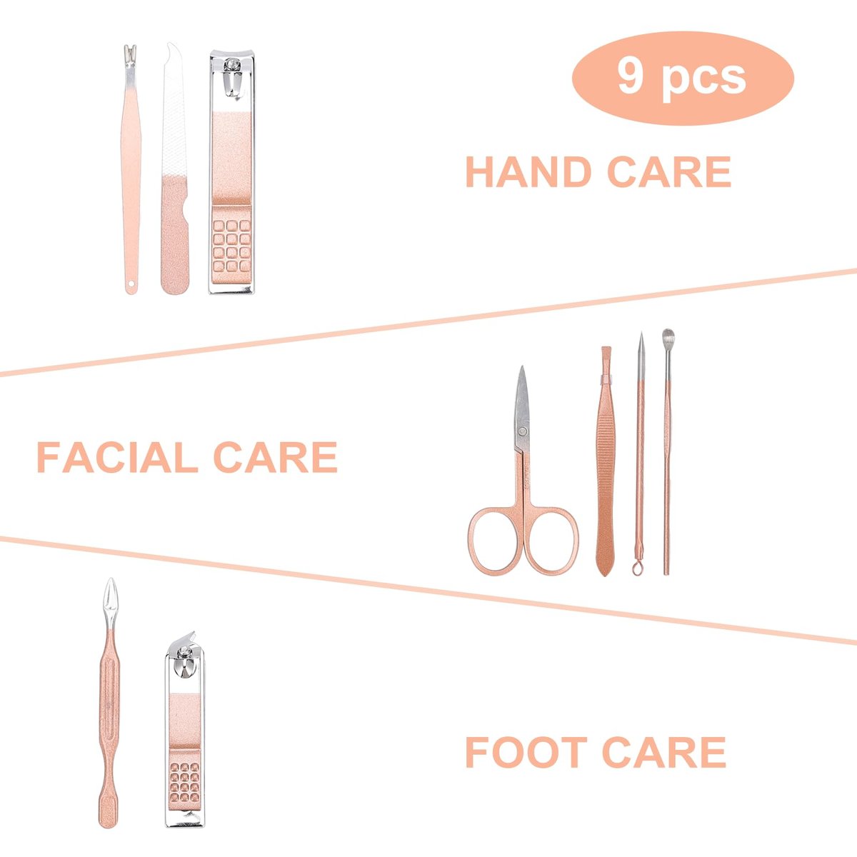 Rose Gold Manicure Set – 9-Piece Professional Nail Clipper Kit for Grooming, Pedicure & Personal Care - görsel 3