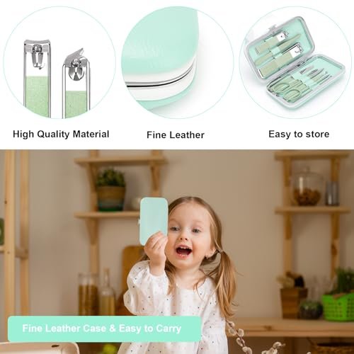 WOILLIO 9-Piece Manicure & Pedicure Set – Premium Nail Clipper Kit for Men & Women, Green - görsel 10